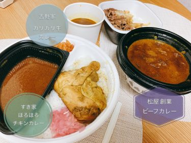  今さらながら話題の牛丼屋カレーを食べ比べしてみた(吉野家・松屋・すき家）